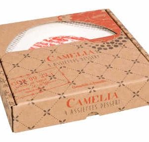 Coffret de 4 assiettes à dessert "Camélia" Comptoir de Famille