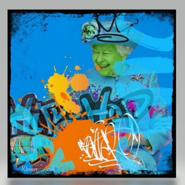 Chic Reine Elisabeth - Oeuvre unique numérotée et signée par l'artiste Dominique Kleiner - Peinture numérique