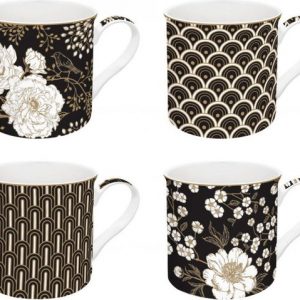 Coffret 4 mugs en porcelaine "Art Déco and Flowers" 300ml - Easy Life
